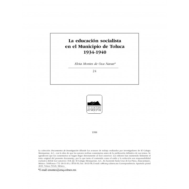 La educación socialista en el Municipio de Toluca 1934-1940