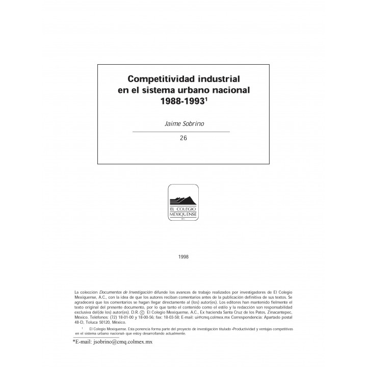 Competitividad industrial en el sistema urbano nacional...