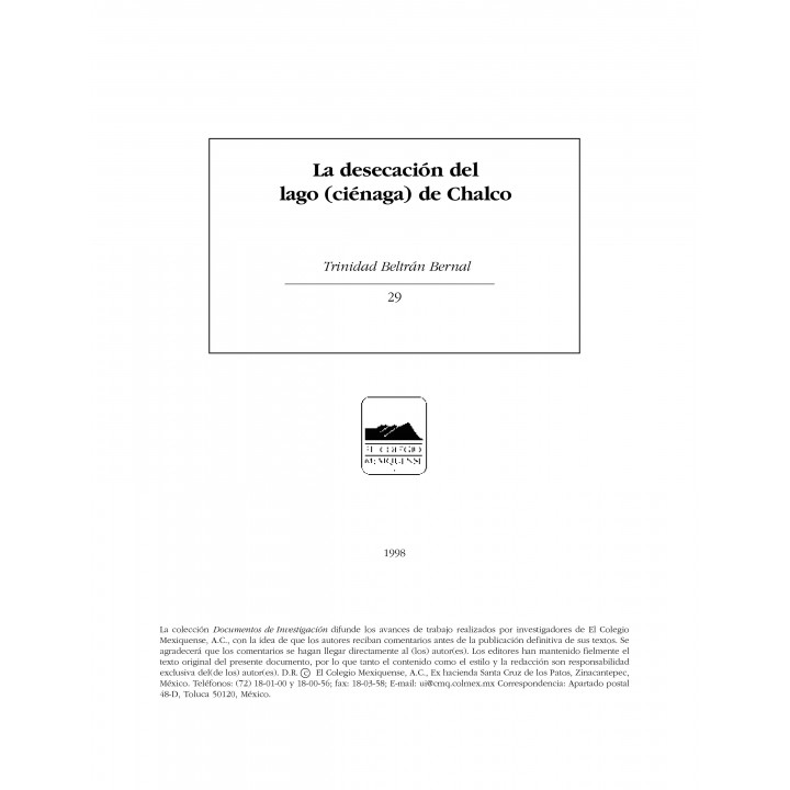 La desecación del lago (ciénaga) de Chalco