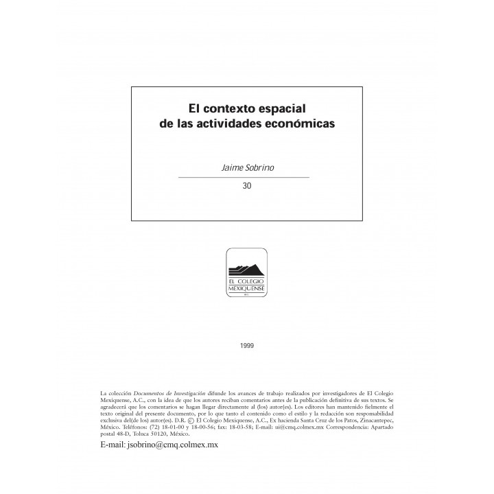 El contexto espacial de las actividades económicas