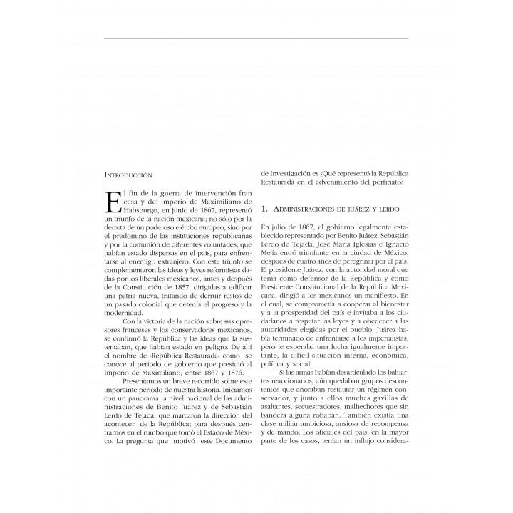 Republica restaurada en el estado de México: agitación...