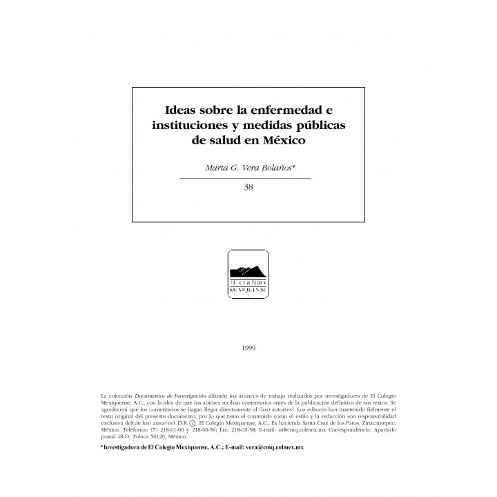 Ideas sobre la enfermedad e instituciones y medidas...