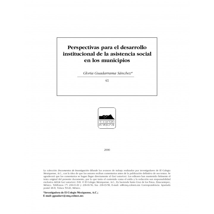 Perspectivas para el desarrollo institucional...