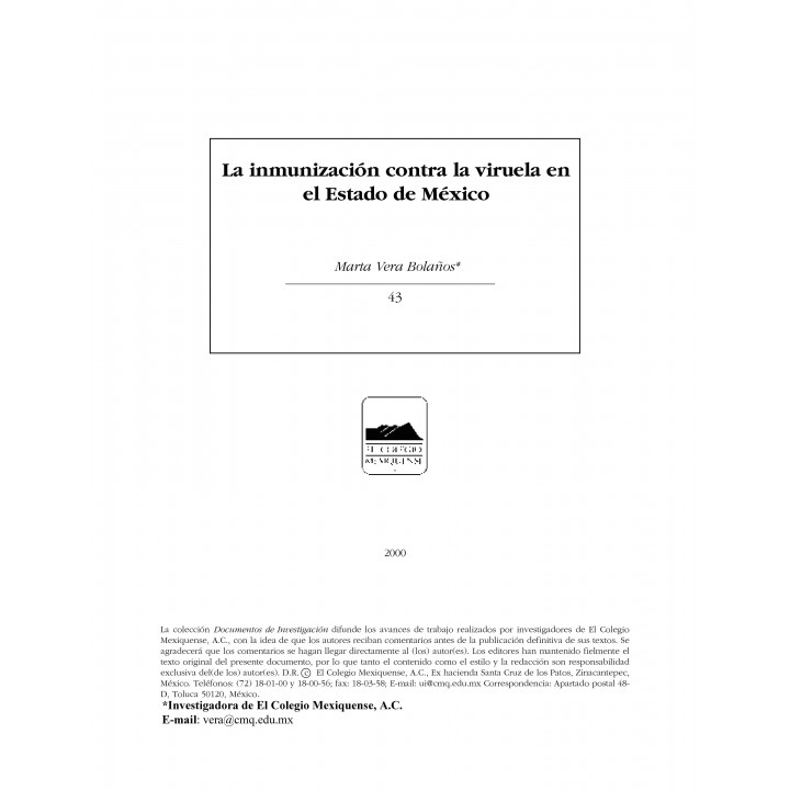 La inmunización contra la viruela en el Estado de México
