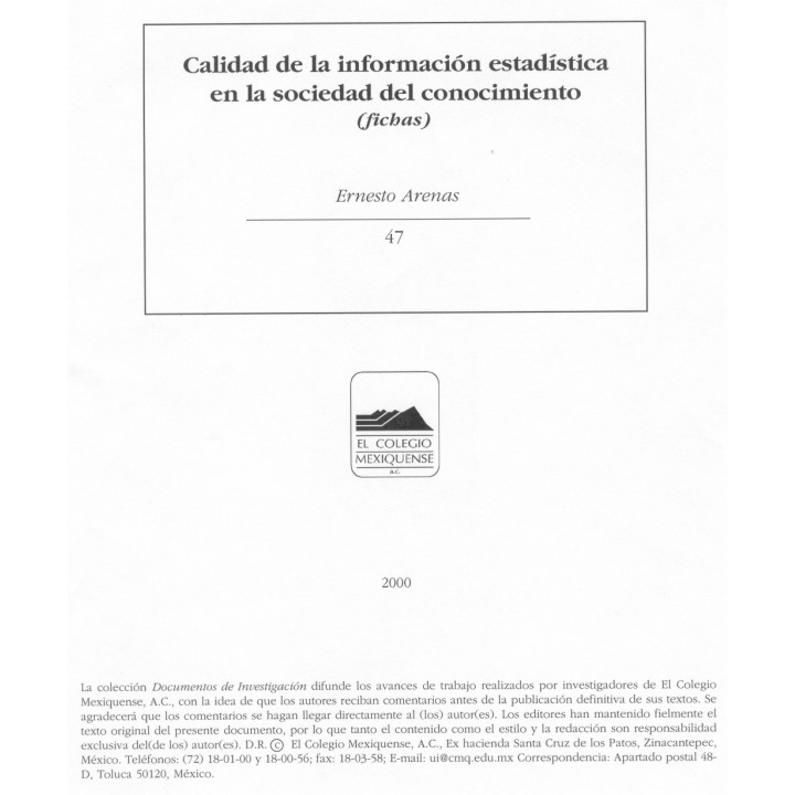 Calidad de la información estadística en la sociedad...