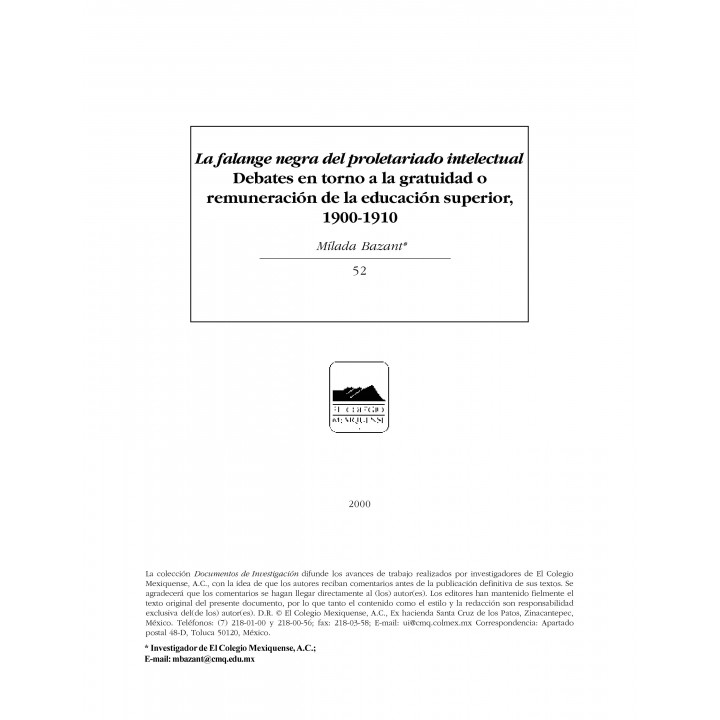 La "falange negra del proletariado intelectual". Debates...