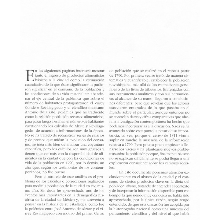 Consumo y población. La ciudad de México en 1790
