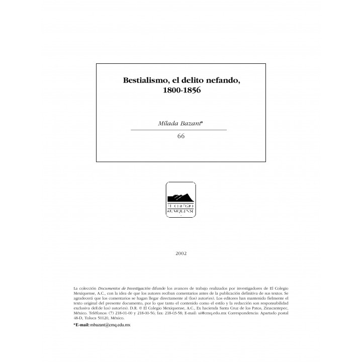 Bestialismo, el delito nefando, 1800-1856