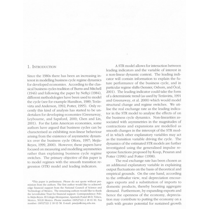 Real exchange rate and bussiness cycles in Latin America...