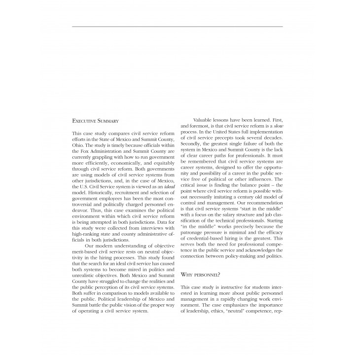 Civil Service Reform in Comparative Perspective: The Case...