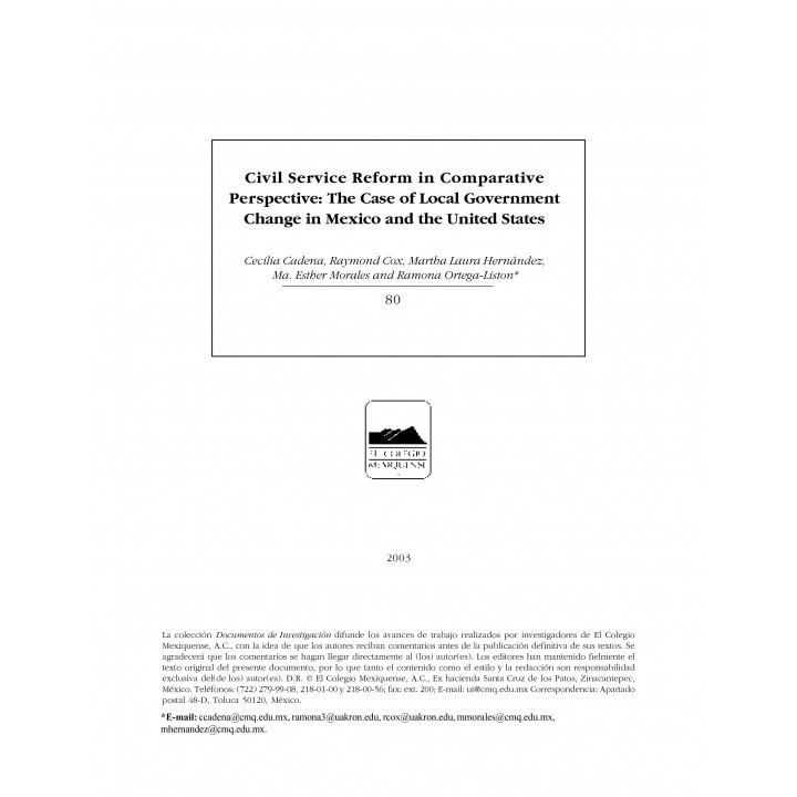 Civil Service Reform in Comparative Perspective: The Case...