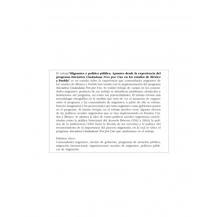 Migrantes y políticas públicas. Apuntes desde la experiencia...