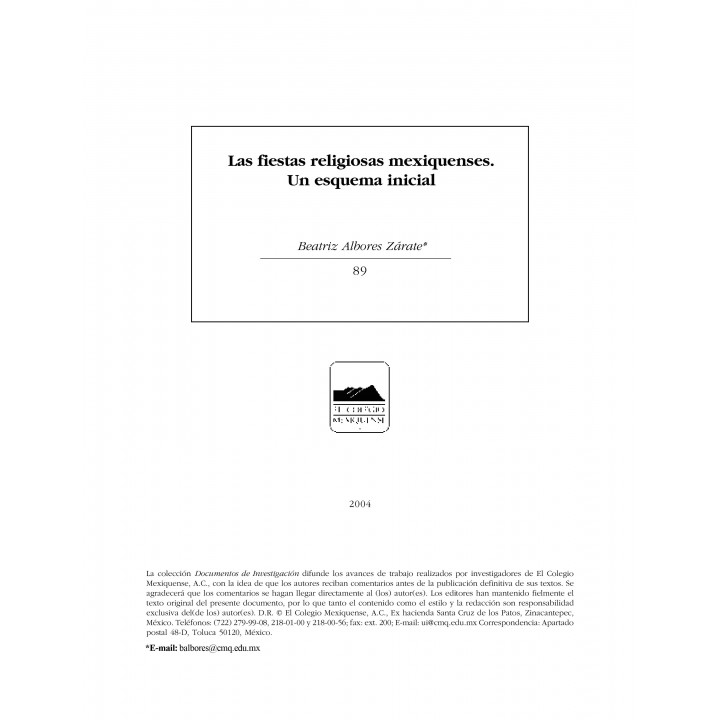Las fiestas religiosas mexiquenses. Un esquema inicial