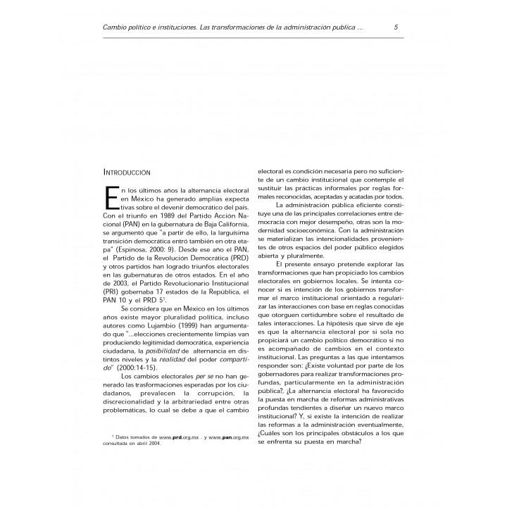 Cambio político e instituciones. Las transformaciones de ...