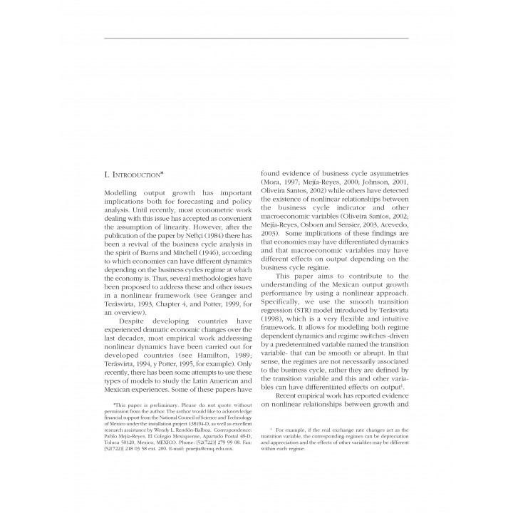 Modelling nonlinearities in Mexican output growth