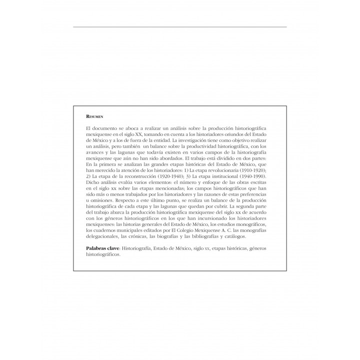 Ensayo sobre la histografía mexiquense, de la Revolución...