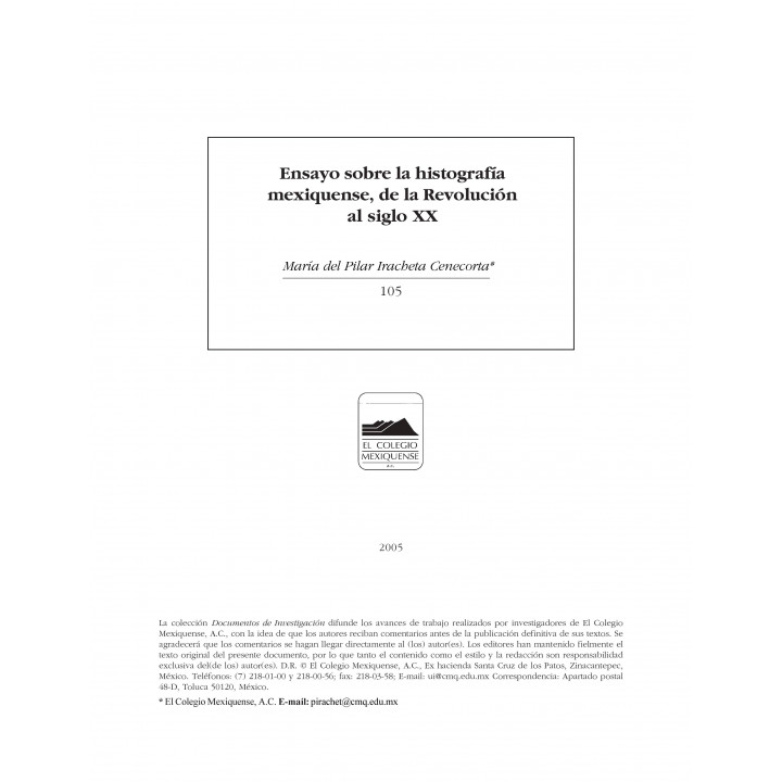 Ensayo sobre la histografía mexiquense, de la Revolución...