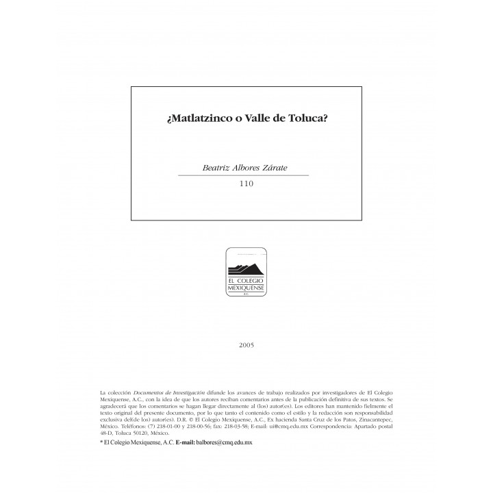 Matlatzinco o Valle de Toluca?