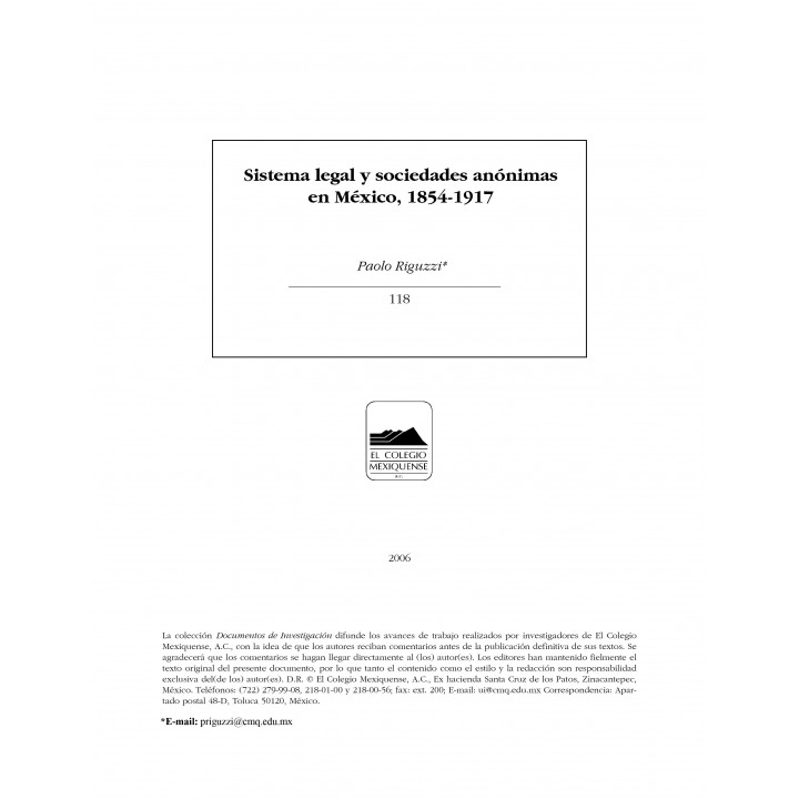 Sistema legal y sociedades anónimas en México, 1854-1917