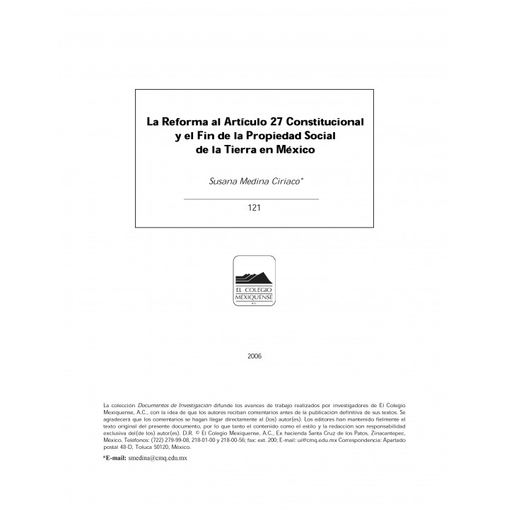 La Reforma al Artículo 27 Constitucional y el Fin de la...