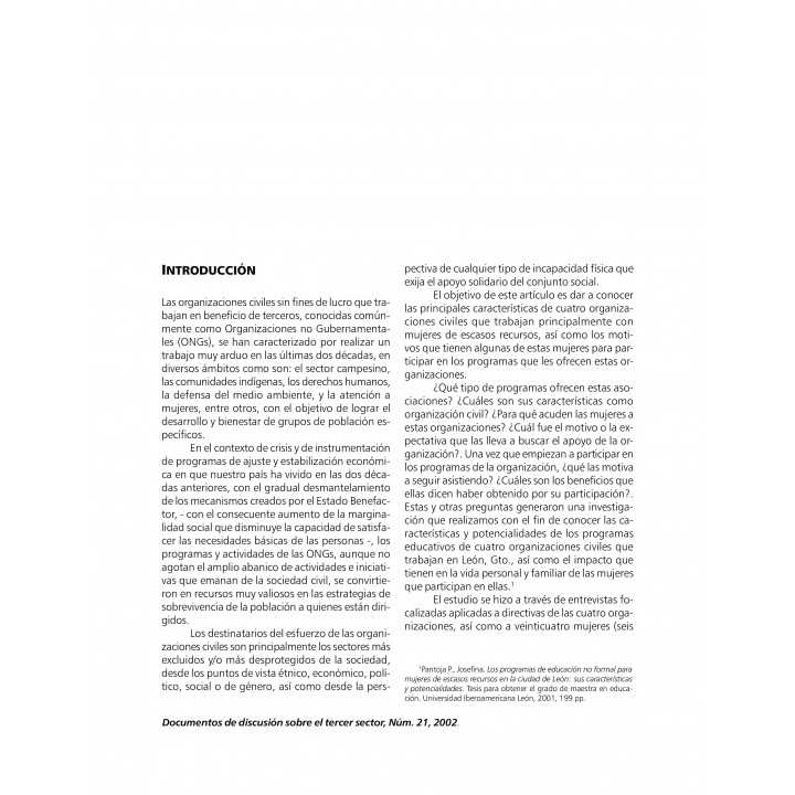 Los programas de educación no formal de Organizaciones Civiles..