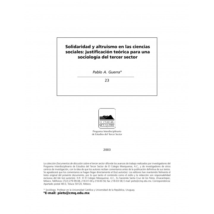Solidaridad y altruismo en las ciencias sociales...