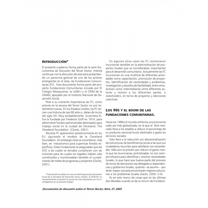 Las fundaciones comunitarias en el tercer sector