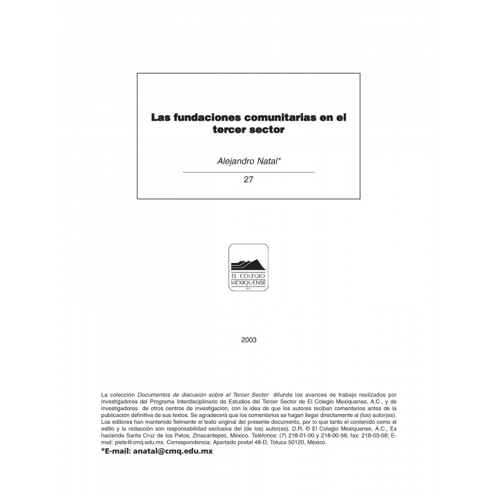 Las fundaciones comunitarias en el tercer sector
