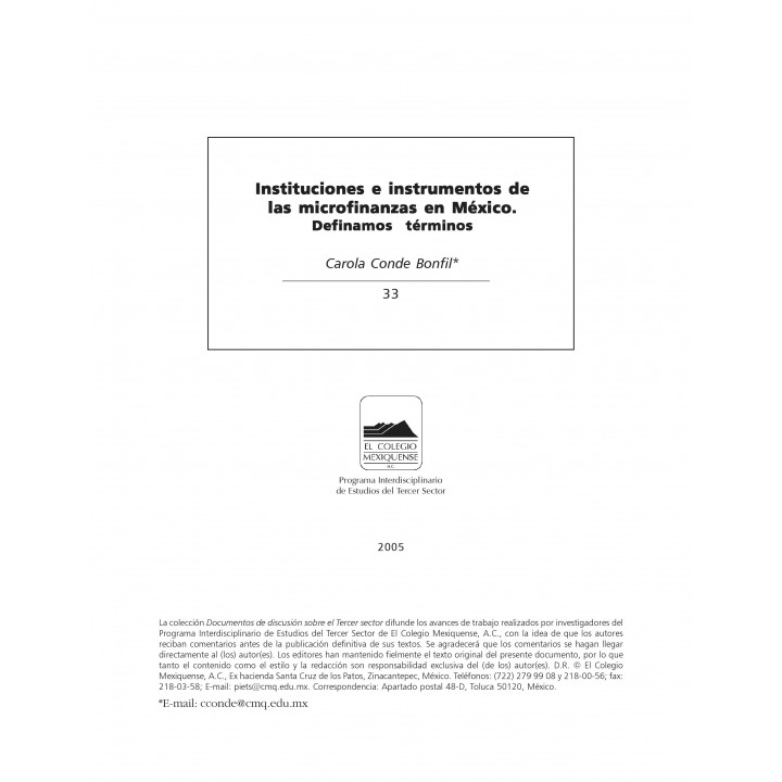 Instituciones e instrumentos de las microfinanzas en México...