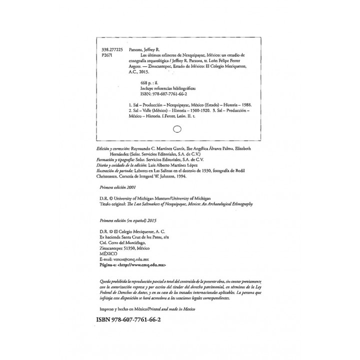 Los últimos salineros de Nexquipayac, Estado de México. Un estudio de etnografía arqueológica