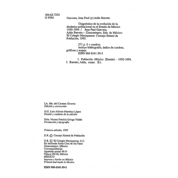 Diagnóstico de la evolución de la dinámica poblacional...