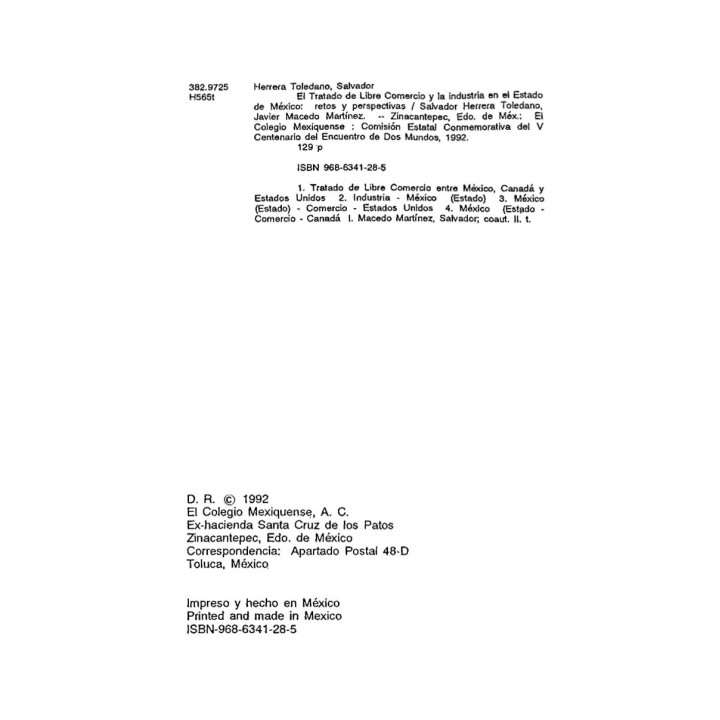 El Tratado de Libre Comercio y la industria en el Estado ...