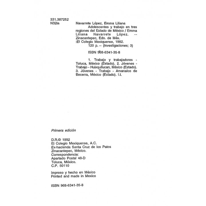 Adolescentes y trabajo en tres regiones...