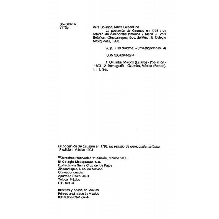 La población de ozumba en 1793: un estudio de demografía ...