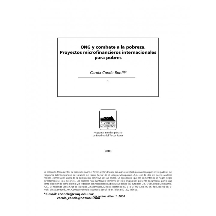 ONG y combate a la pobreza. Proyectos microfinancieros internacionales para pobres