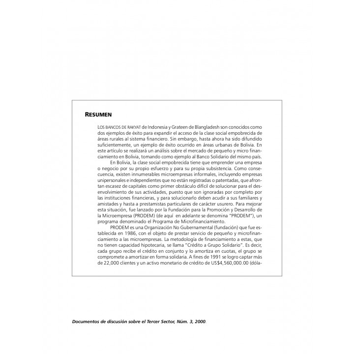 Transformación de una Organización No-Gubernamental (ong) a un Banco Comercial. Banco Solidario de Bolivia