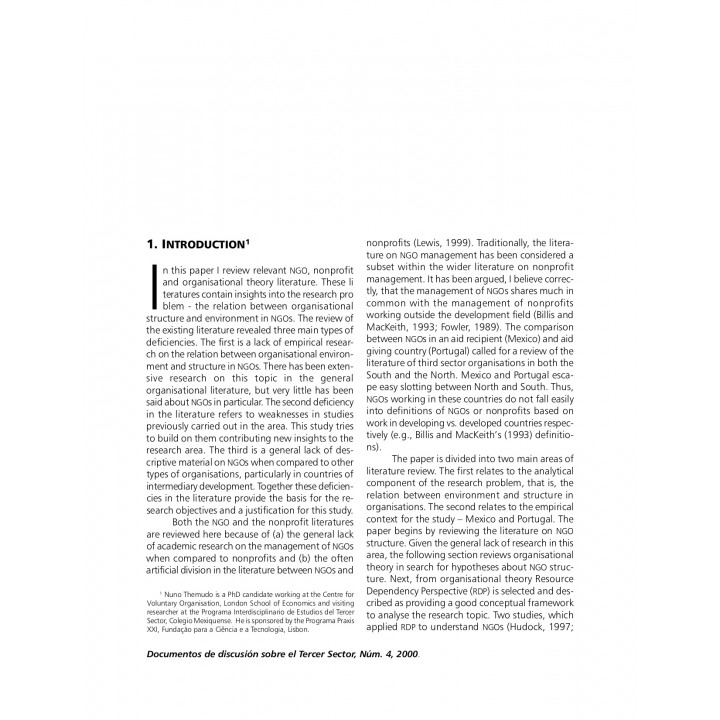 Organizational environment and ngo structure in Mexico and Portugal: what does the literature tell us?