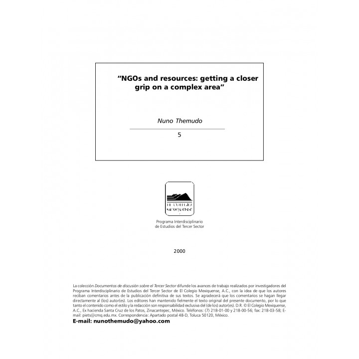 NGOs and resources: getting a closer grip on a complex area