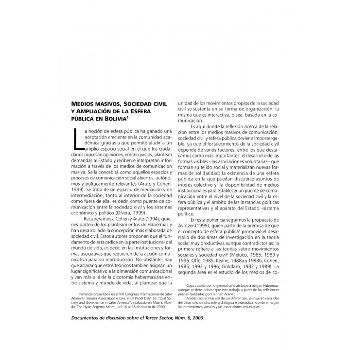 Medios masivos, sociedad civil y ampliación de la esfera pública en Bolivia