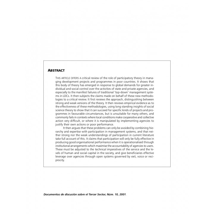 Participation and accountability in development management