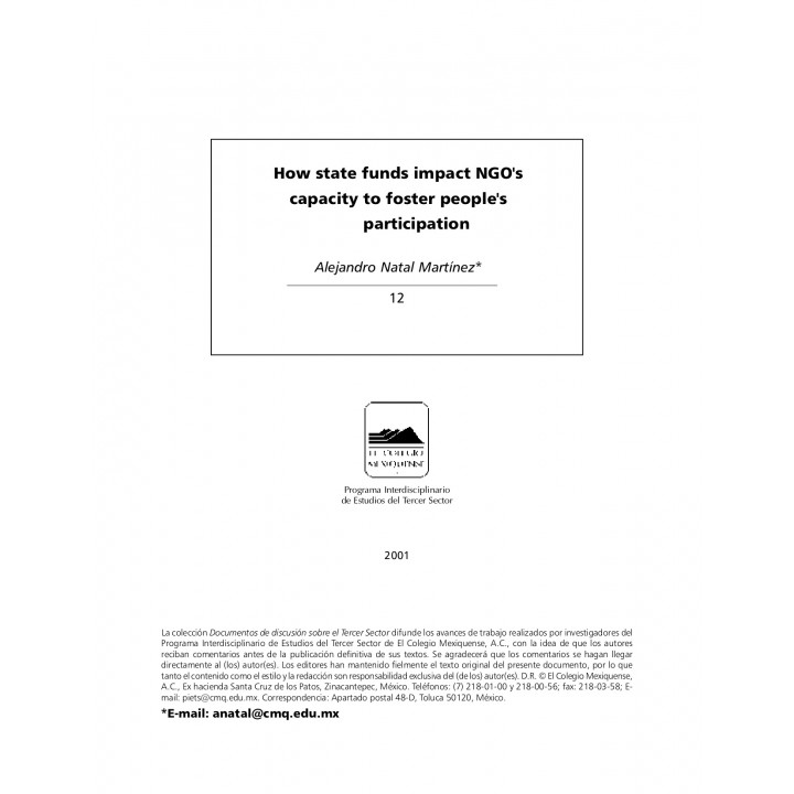 How state funds impact NGO's capacity to foster people's participation