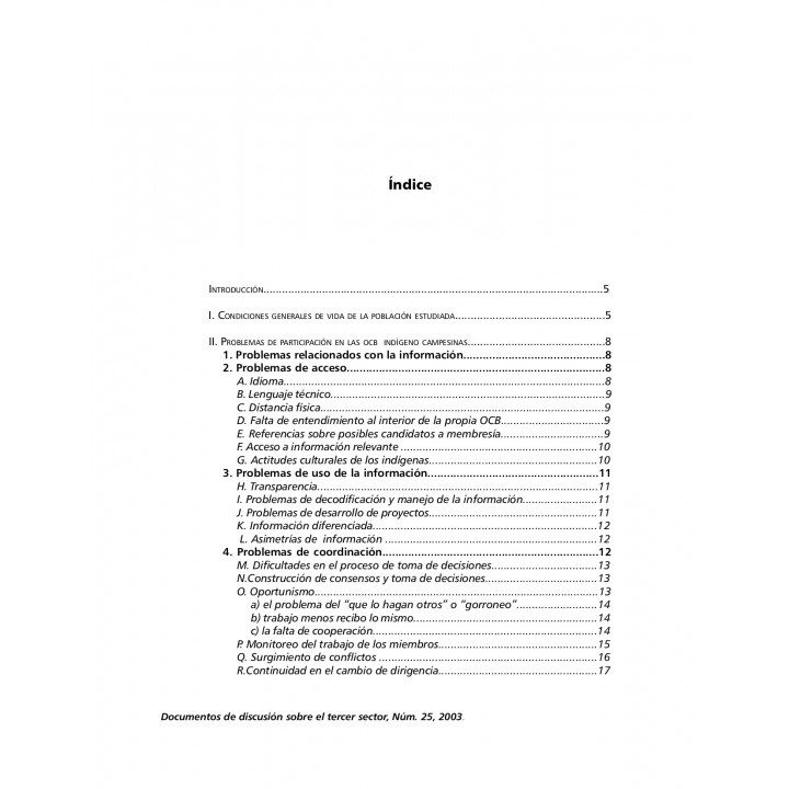 Problemas de participación en las organizaciones civiles indígena campesinas