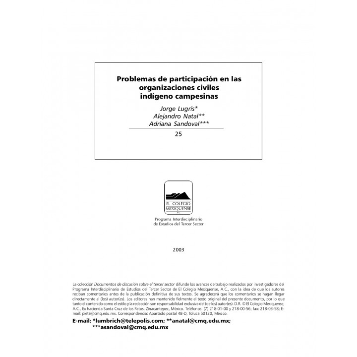 Problemas de participación en las organizaciones civiles indígena campesinas