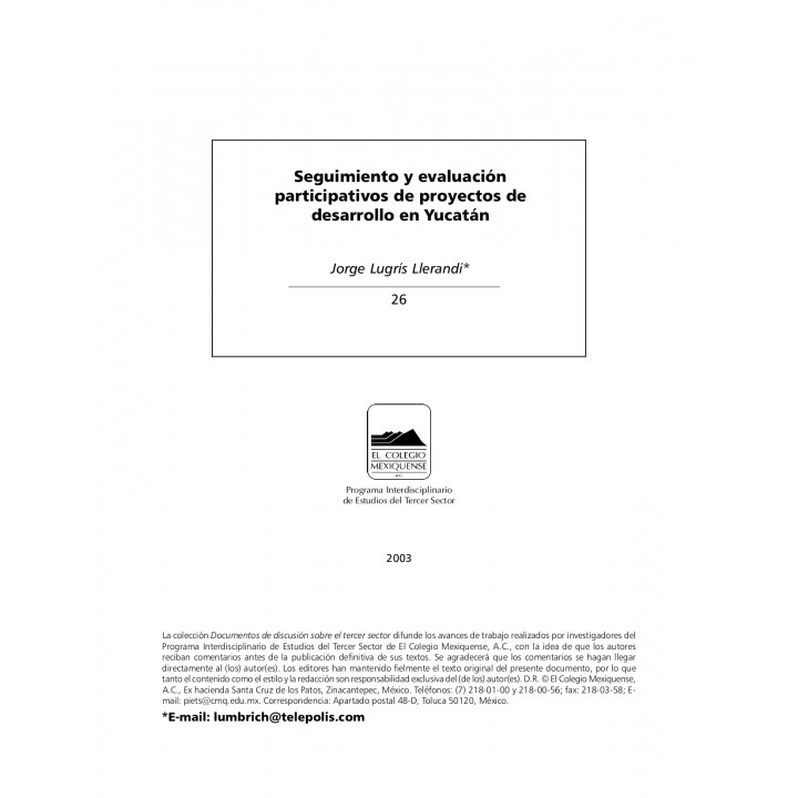 Seguimiento y evaluación participativos de proyectos de desarrollo en yucatán