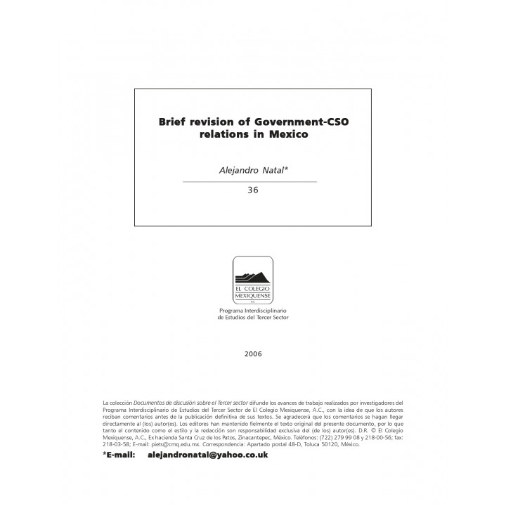 Brief revision of Government-CSO relations in Mexico