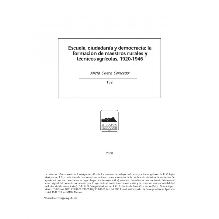 Escuela, ciudadanía y democracia: la formación de maestros rurales y técnicos agrícolas, 1920-1946