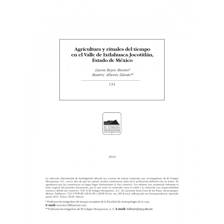 Agricultura y rituales del tiempo en el Valle de Ixtlahuaca-Jocotitlán, Estado de México