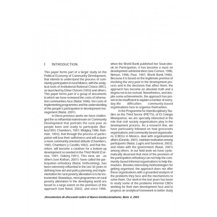 THE POLITICAL ECONOMY OF COMMUNITY SELF-HELP DEVELOPMENT: THE COSTS OF GOVERNING PARTICIPATION