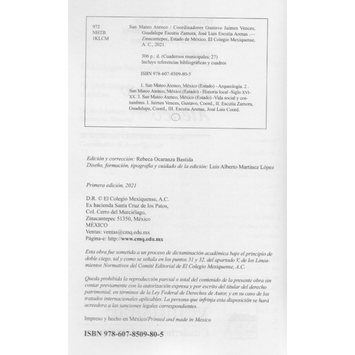 San Mateo Atenco (veintisiete. Cuadernos municipales)