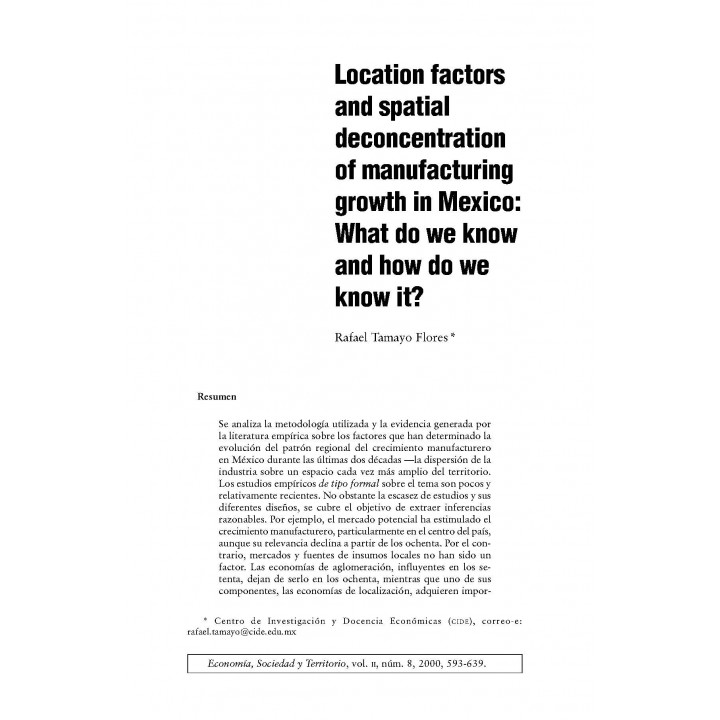 Economía, Sociedad y Territorio, Vol II, Num 8, julio-diciembre 2000